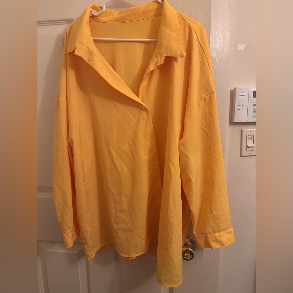 SHEIN Curve Yellow Button-Up Shirt - Size 4XL